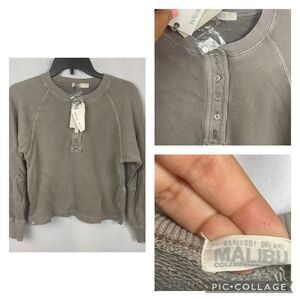 Barefoot Dreams Youth Sweater Top Gray Beach Rock size 6/7 NWT